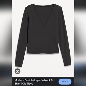 Old Navy Modern Double-Layer V-Neck T-Shirt long sleeve Sz L-Tall Blackjack NWT